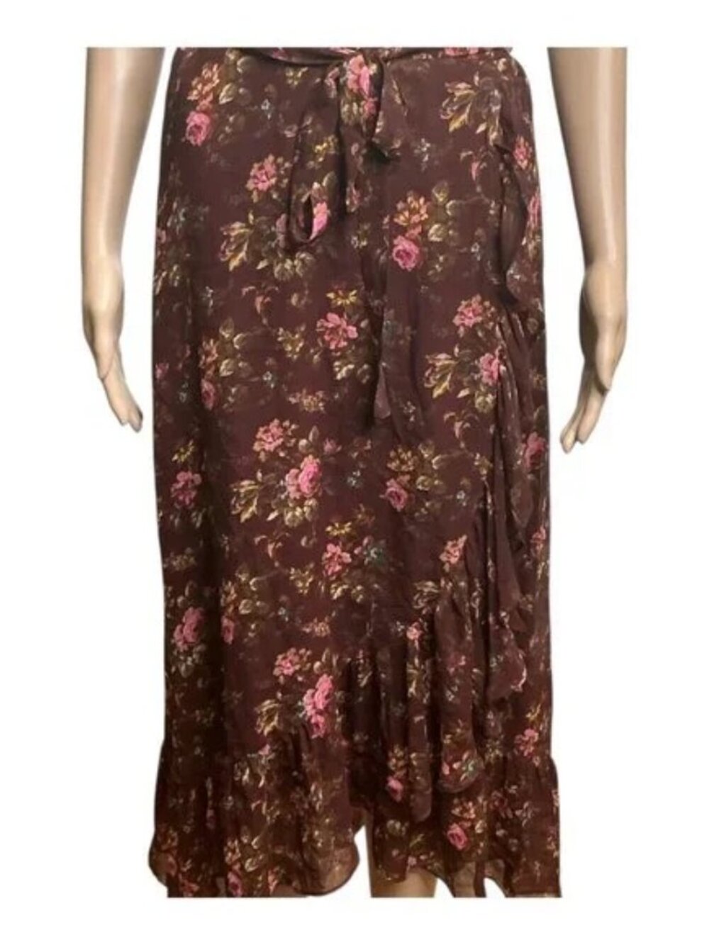 NWT Paige Neroli Rosewood Boho Chic Floral Print 100% Silk Wrap Dress Size M - Picture 4 of 13
